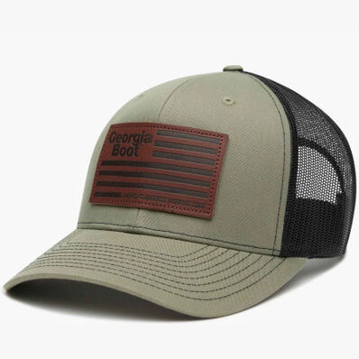Georgia Boot Unisex Leather Patch Trucker Hat, , large