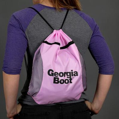 Georgia Boot Logo Pink Drawstring Bag, , large